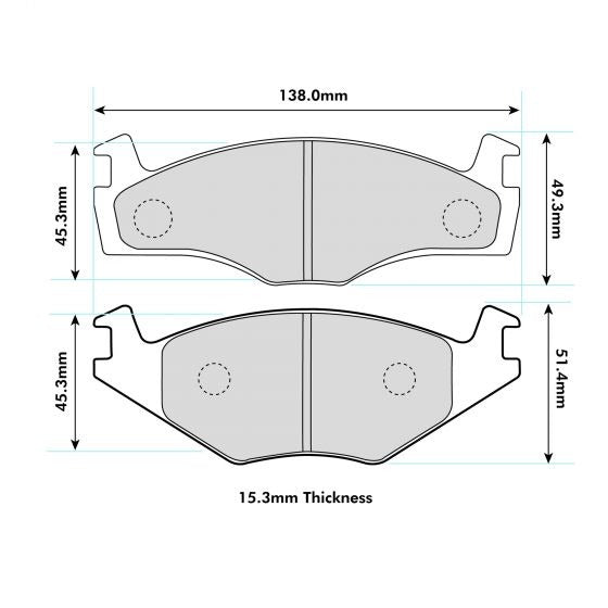 PBS ProRace Brake Pads 137.8mm x 50mm 0399PR - Front