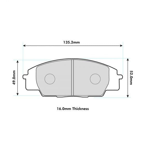 PBS ProComp Brake Pads 135.5mm x 52.4mm 0991PC - Front
