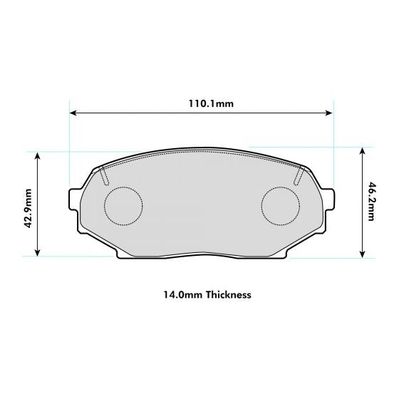 PBS ProTrack Brake Pads 110.1mm x 46.2mm 1178PT - Front