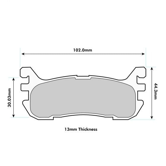 PBS ProTrack Brake Pads 102.1mm x 43mm 1283PT - Rear