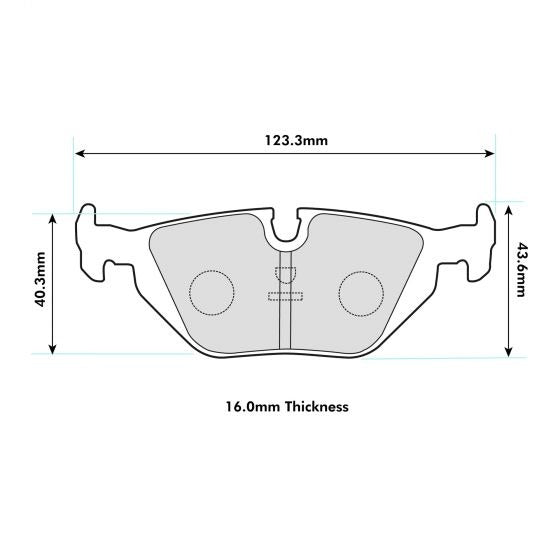 PBS ProTrack Brake Pads 123mm x 45.3mm 8002PT - Rear