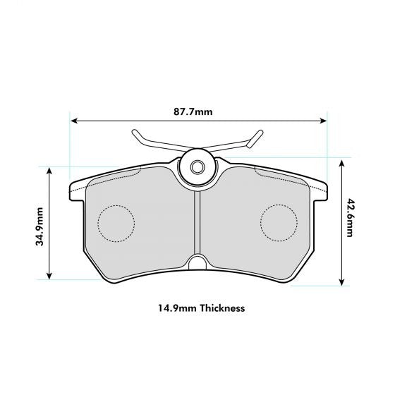 PBS ProTrack Brake Pads 87.2mm x 42.5mm 8171PT - Rear