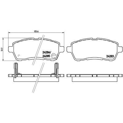 PBS ProRace Brake Pads 125.6mm x 51.7mm 8435PR - Front