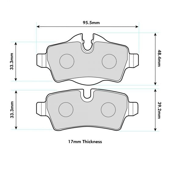 PBS ProRace Brake Pads 95.4mm x 49mm 8472PR - Rear