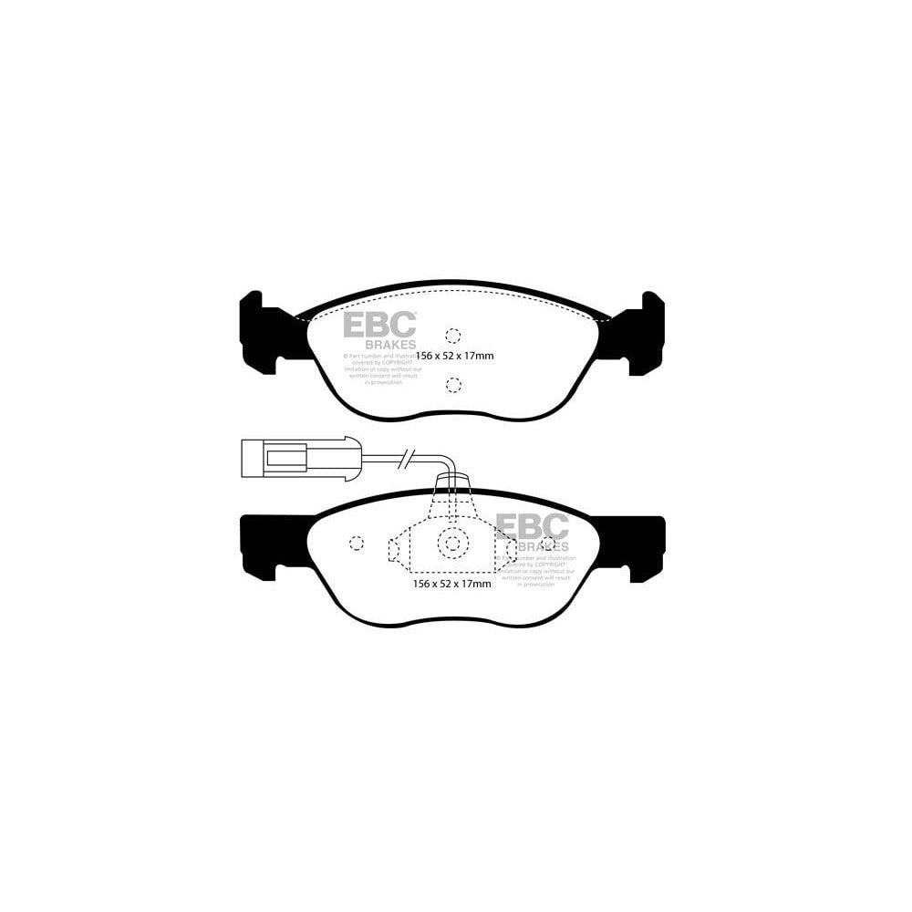 EBC Greenstuff 2000 Brake Pads 156mm x 52mm DP21060 - Front