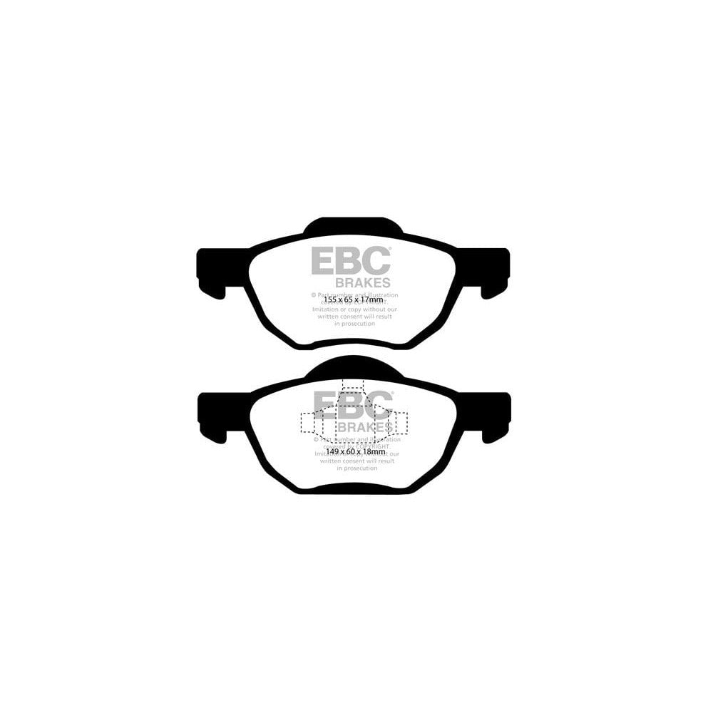 EBC Greenstuff 2000 Brake Pads 155mm x 68mm DP21525 - Front