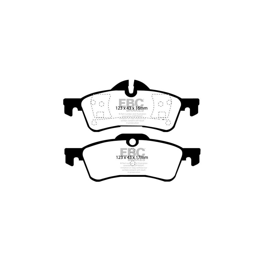 EBC Redstuff Brake Pads 123mm x 43mm DP31701C - Rear