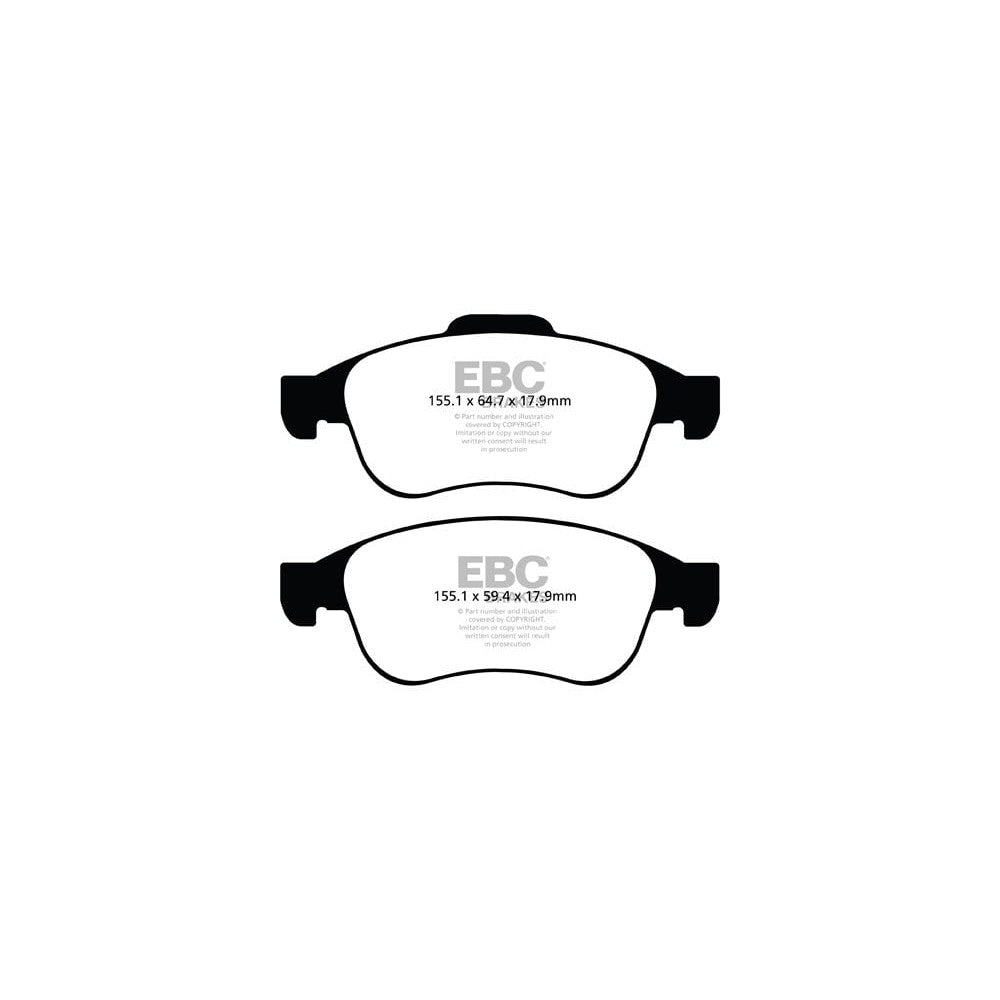EBC Greenstuff 2000 Brake Pads 155.1mm x 59.4mm DP22023 - Front