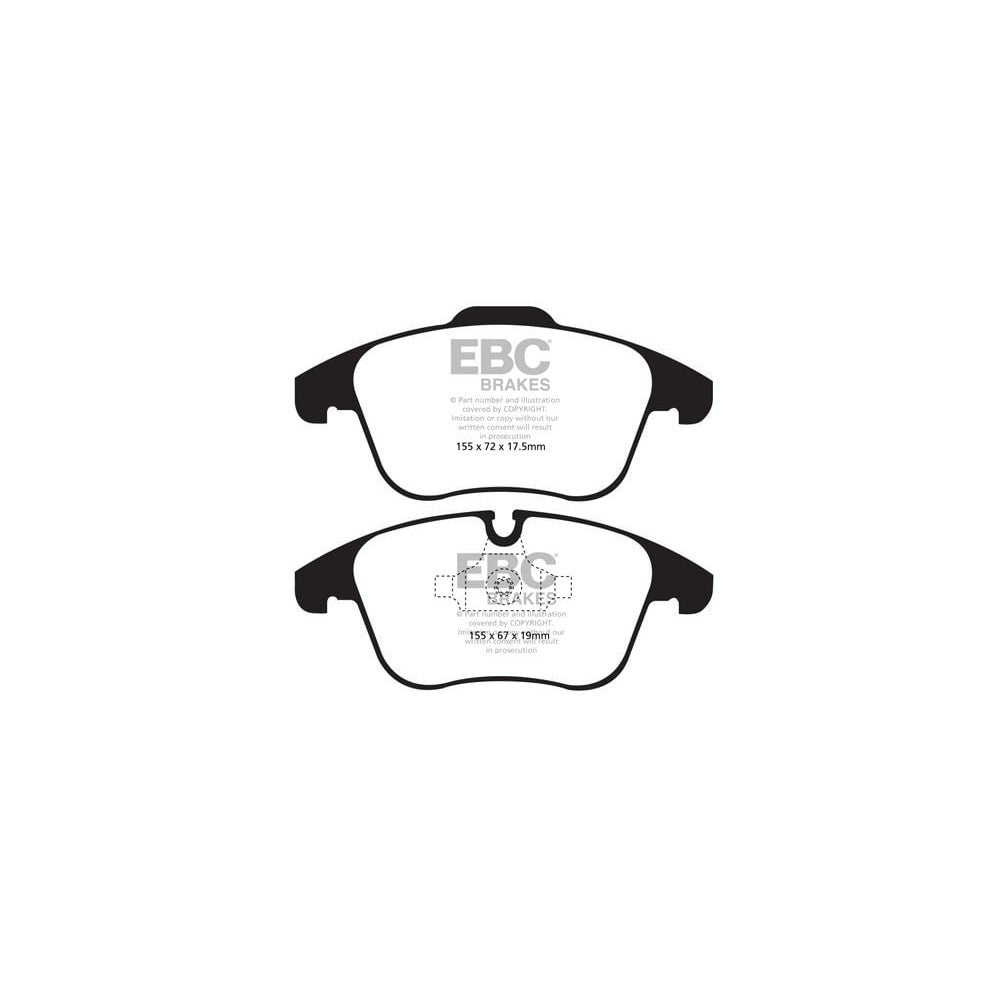 EBC Greenstuff 2000 Brake Pads 155mm x 67mm DP22040 - Front