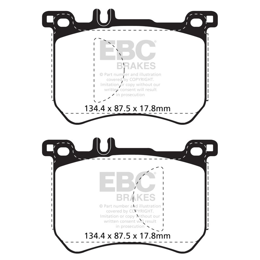 EBC Greenstuff 2000 Brake Pads 134.4mm x 87.5mm DP22179 - Front