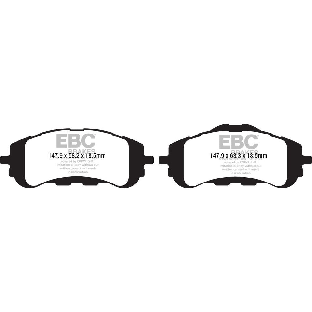 EBC Yellowstuff Brake Pads 147.9mm x 63.3mm DP42200R - Front