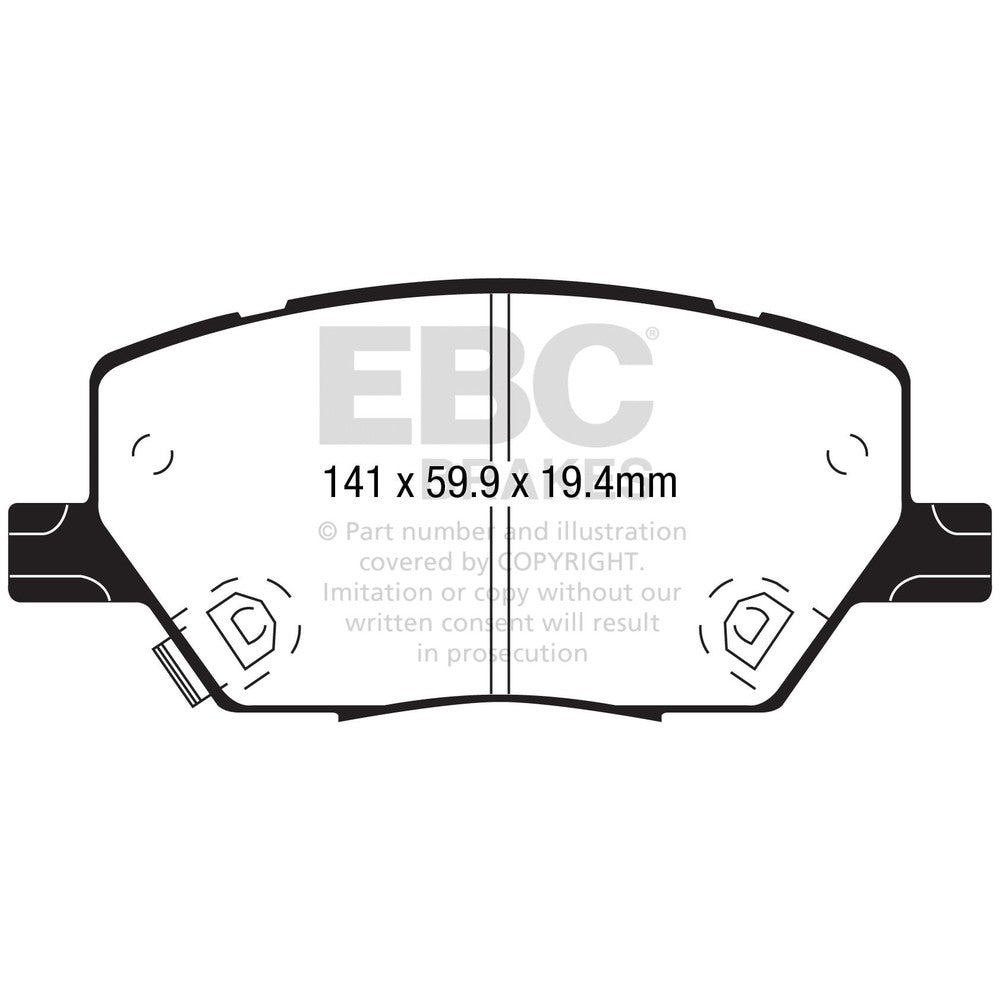 EBC Greenstuff 2000 Brake Pads 141mm x 59.9mm DP22239 - Front