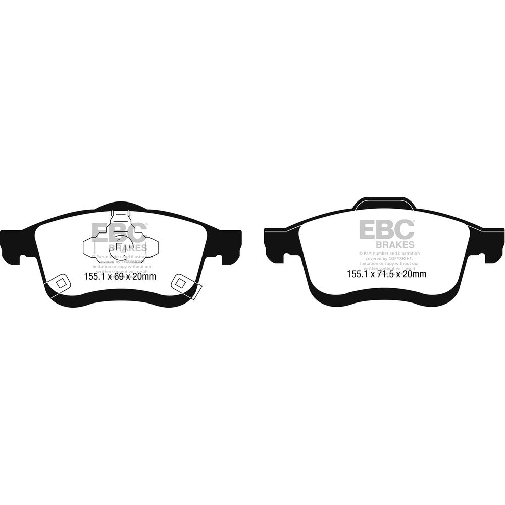 EBC Greenstuff 2000 Brake Pads 155.1mm x 71.5mm DP22248 - Front