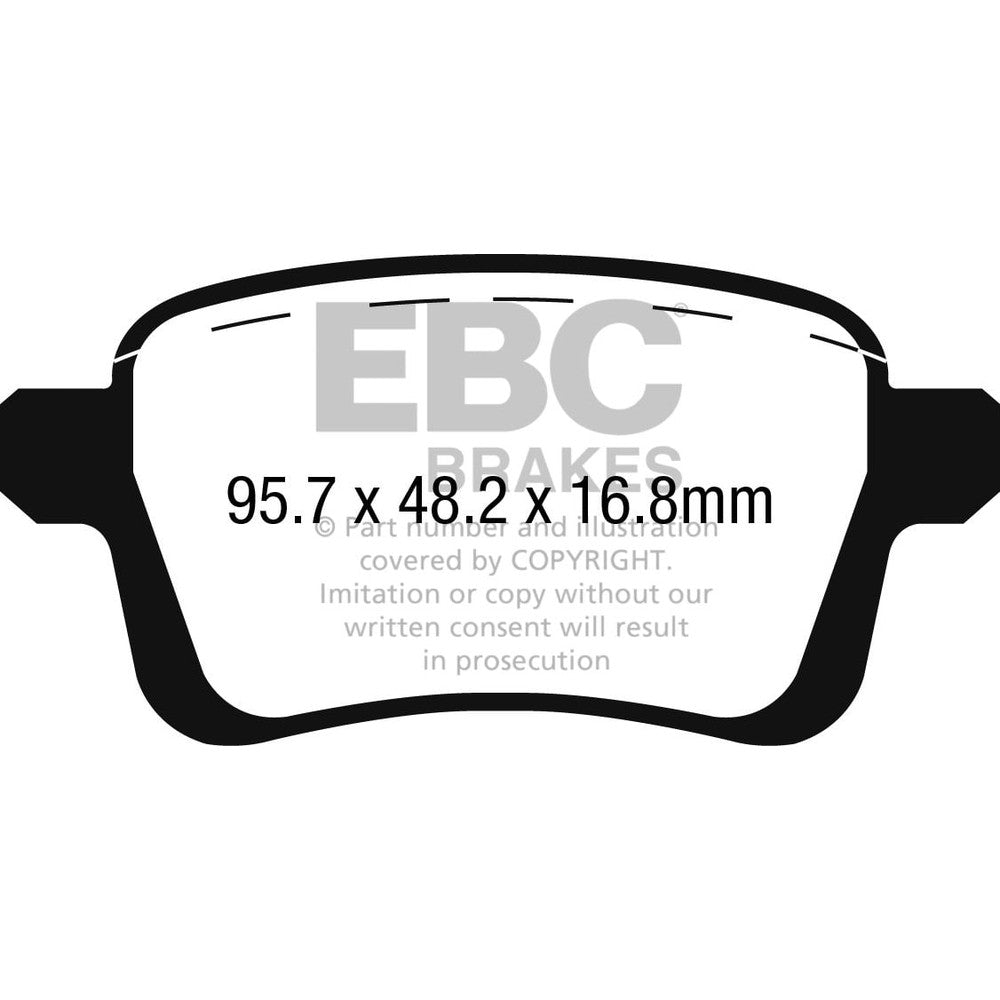 EBC Greenstuff 2000 Brake Pads 95.7mm x 48.2mm DP22249 - Rear