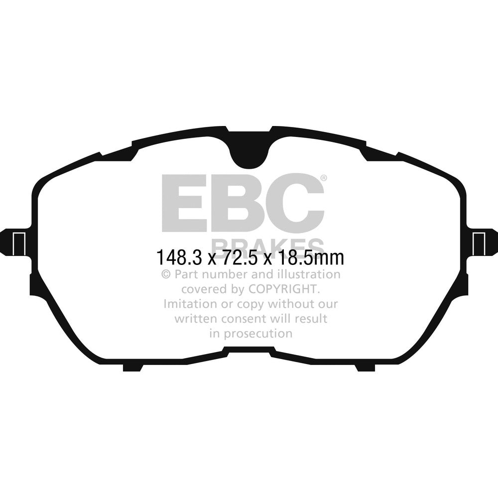 EBC Greenstuff 2000 Brake Pads 148.3mm x 72.5mm DP22265 - Front