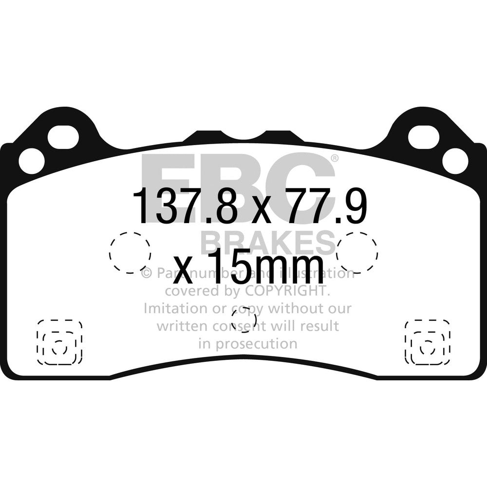 EBC Bluestuff NDX Brake Pads 137.8mm x 77.9mm DP52274NDX - Front