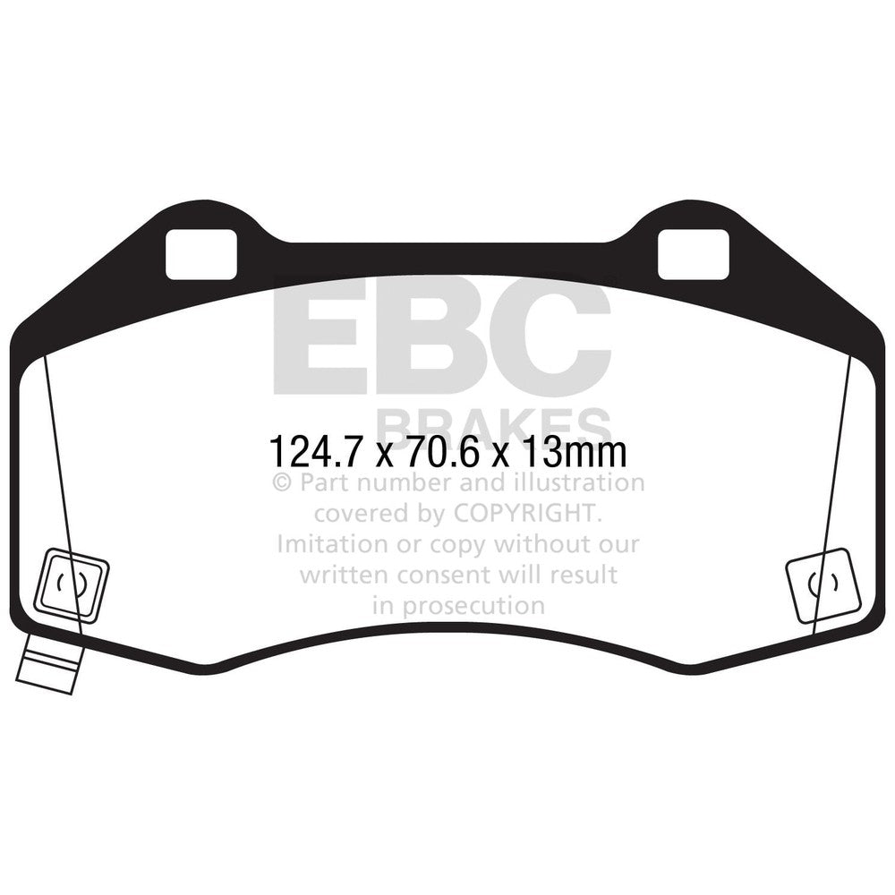 EBC Yellowstuff Brake Pads 124.7mm x 70.6mm DP42286R - Front