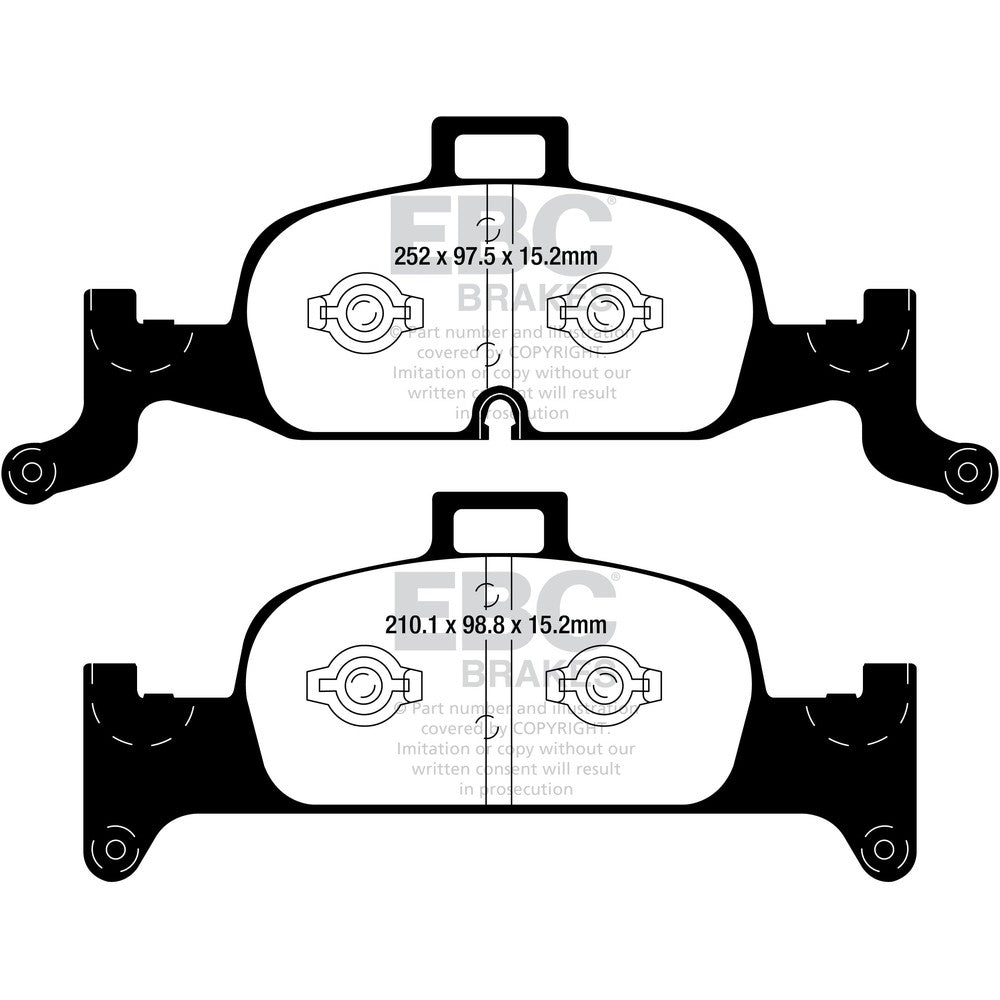 EBC Redstuff Brake Pads 116.7mm x 45.2mm DP32290C - Front