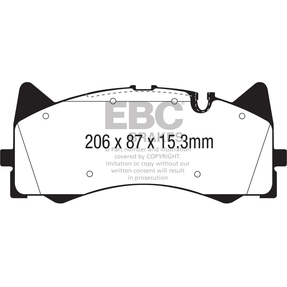 EBC Bluestuff NDX Brake Pads 206mm x 87mm DP52298NDX - Front