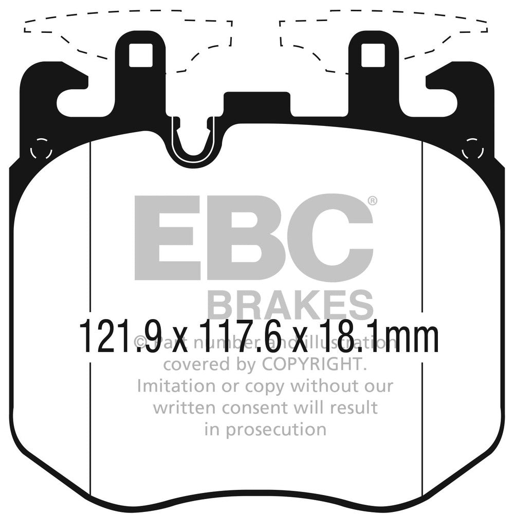 EBC Greenstuff 2000 Brake Pads 121.9mm x 117.6mm DP22304 - Front