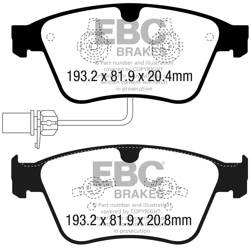 EBC Yellowstuff Brake Pads 193.2mm x 81.9mm DP42317R - Front