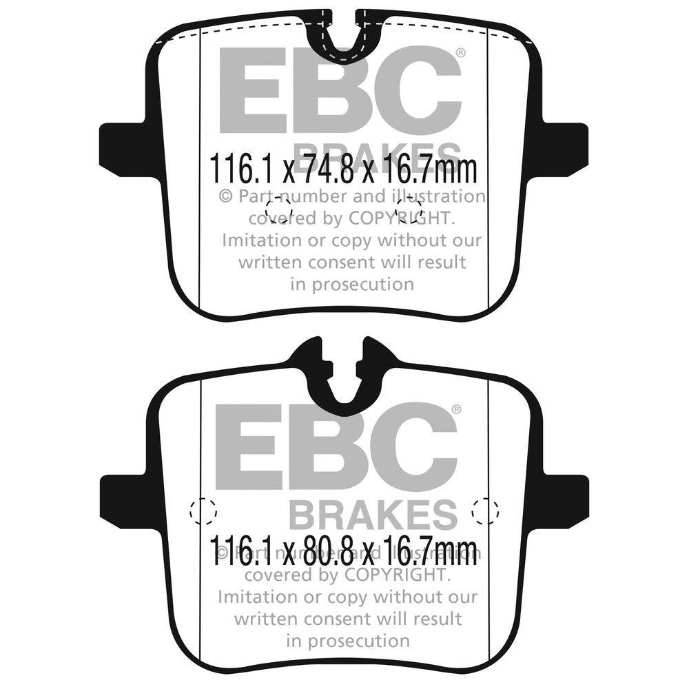 EBC Yellowstuff Brake Pads 116.1mm x 74.8mm DP42320R - Rear