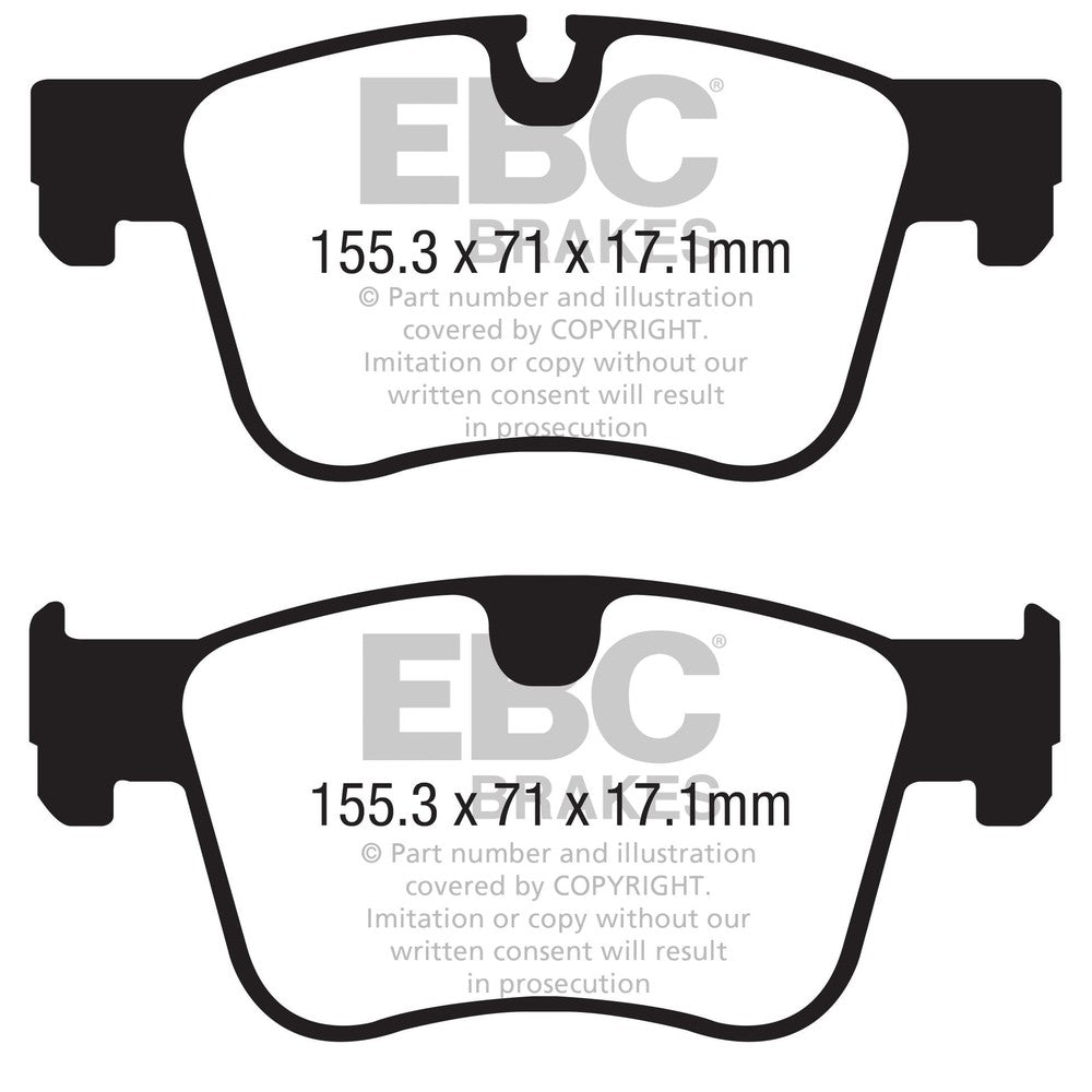 EBC Greenstuff 2000 Brake Pads 155.3mm x 71mm DP22359 - Front