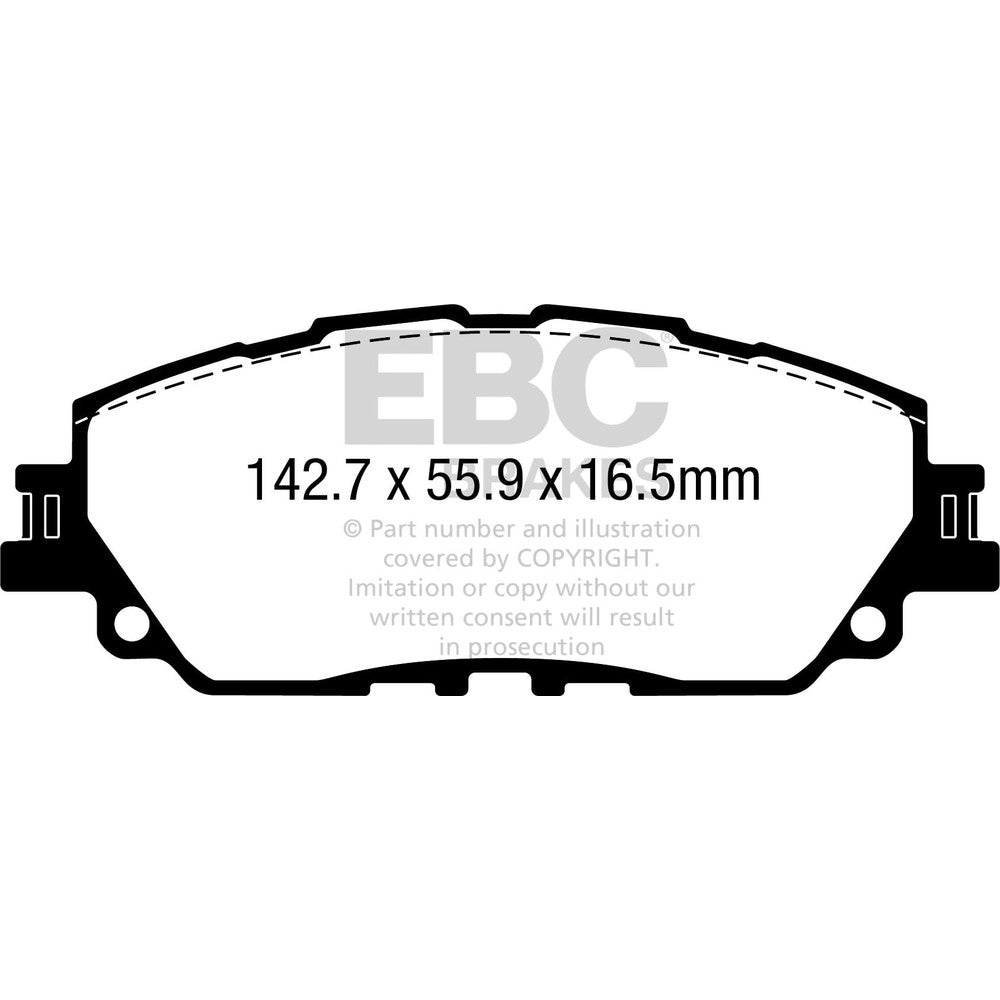 EBC Yellowstuff Brake Pads 142.7mm x 55.9mm DP42378R - Front