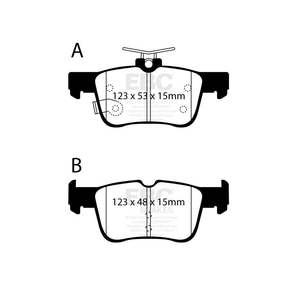 EBC Yellowstuff Brake Pads 123mm x 48mm DP42384R - Rear