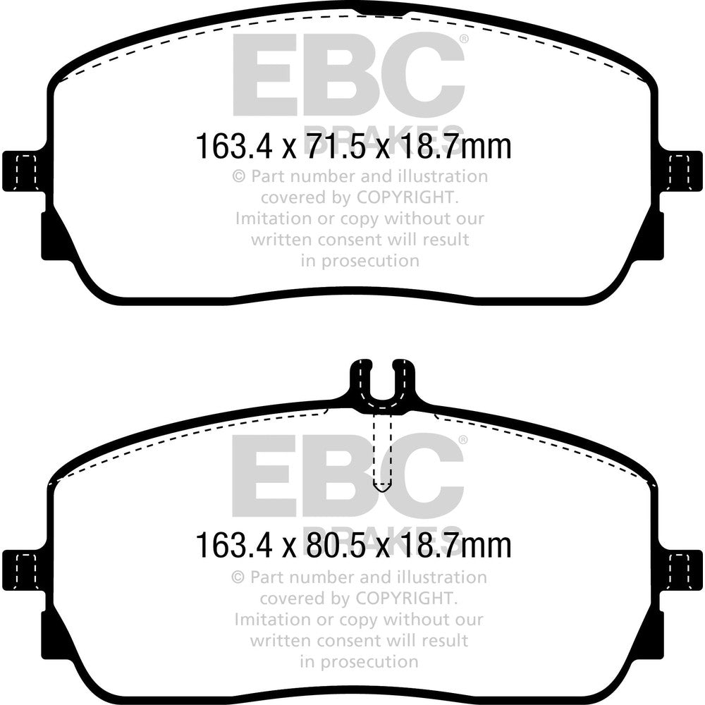 EBC Bluestuff NDX Brake Pads 163.4mm x 80.5mm DP52390NDX - Front