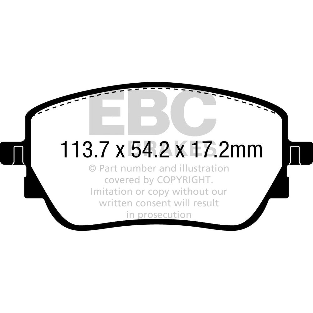 EBC Yellowstuff Brake Pads 113.7mm x 54.2mm DP52391NDX - Rear