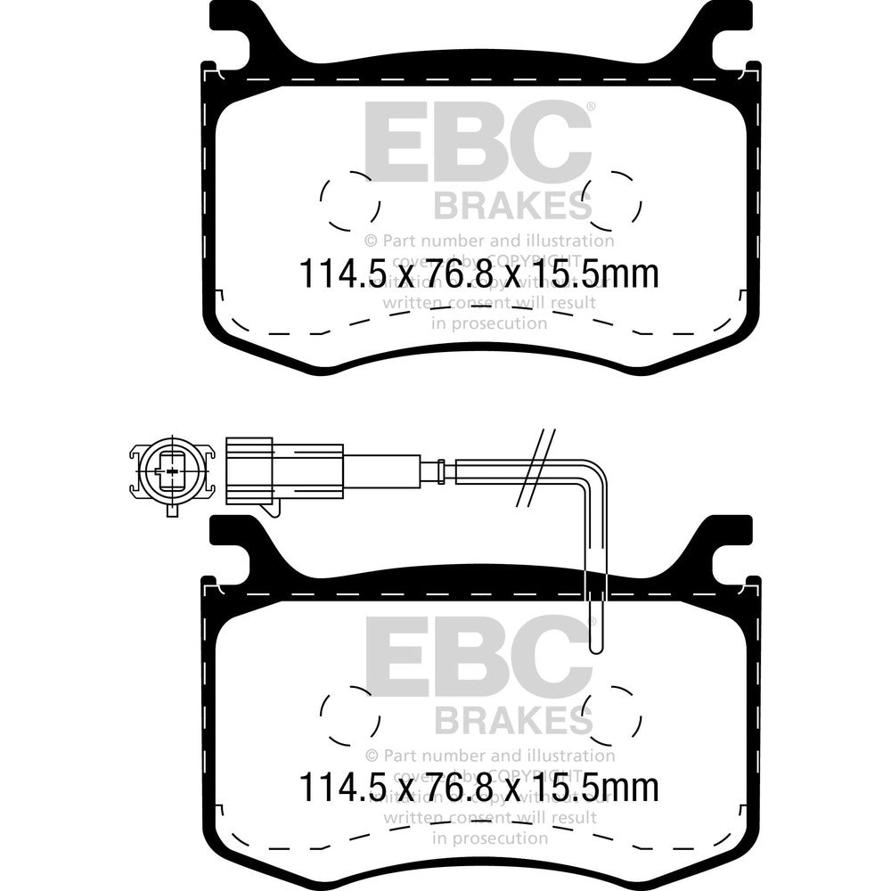 EBC Ultimax Brake Pads 114.5mm x 76.8mm DPX2392 - Front
