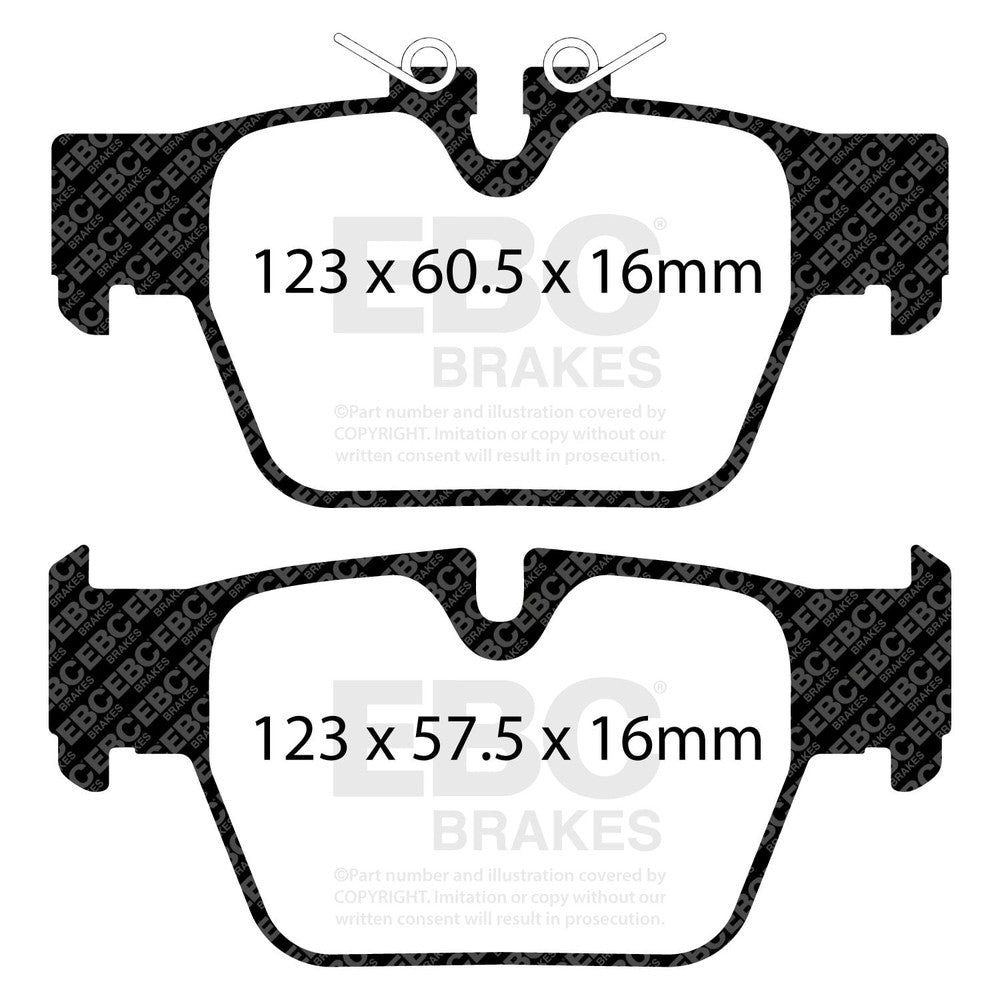 EBC Greenstuff 2000 Brake Pads 122.7mm x 60.5mm DP22394 - Rear