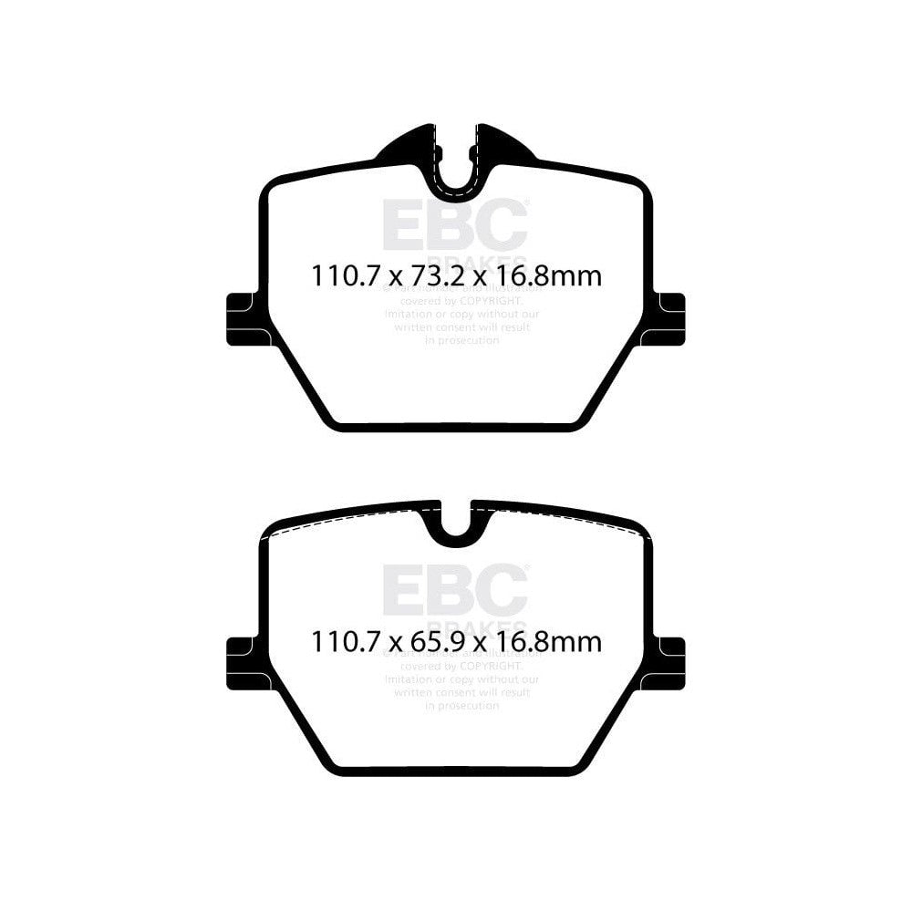 EBC Redstuff Brake Pads 110.7mm x 73.2mm DP32415C - Rear