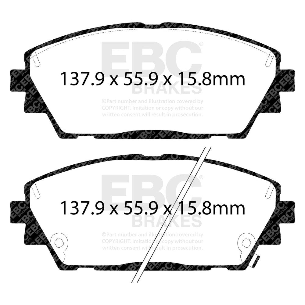 EBC Ultimax Brake Pads 137.9mm x 55.9mm DPX2416 - Front