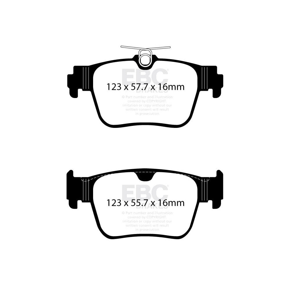 EBC Yellowstuff Brake Pads 123mm x 57.7mm DP42438R - Rear