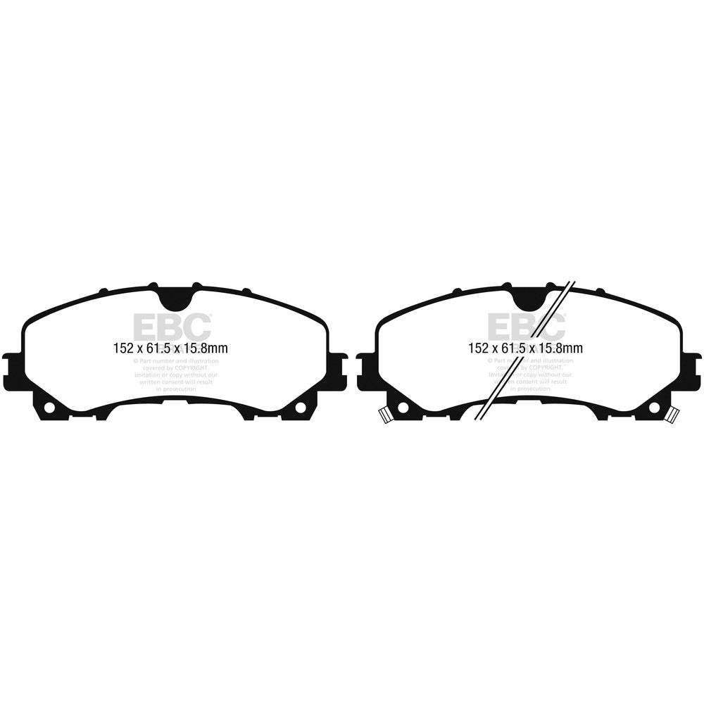 EBC Yellowstuff Brake Pads 152mm x 61.5mm DP43036R - Front