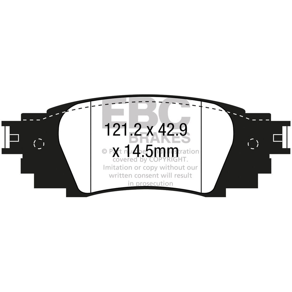 EBC Yellowstuff Brake Pads 121.2mm x 42.9mm DP43080R - Rear