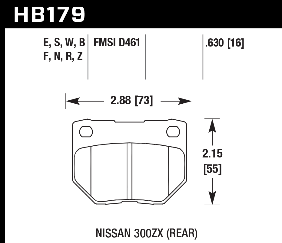 HAWK HT-10 Brake Pads 73mm x 55mm HWK-HB179S.630 - Rear