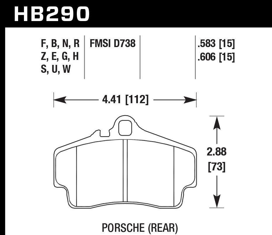 HAWK DTC 30 Brake Pads 112mm x 73mm HWK-HB290W.606 - Rear