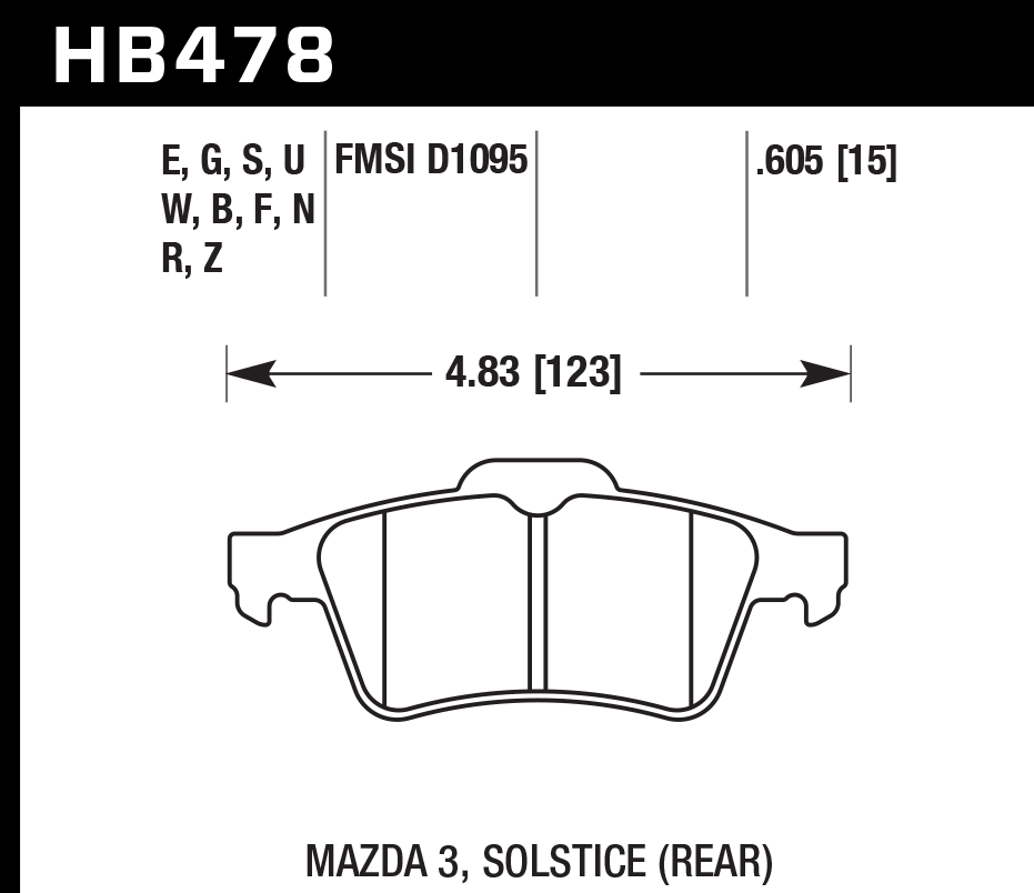 HAWK DTC 60 Brake Pads 123mm x 52mm HWK-HB478G.605 - Rear