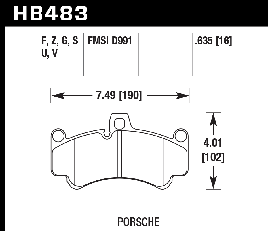 HAWK DTC 80 Brake Pads 190mm x 102mm HWK-HB483Q.635 - Front