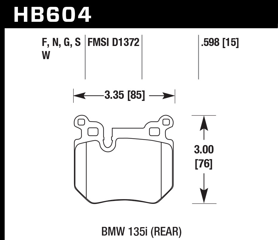 HAWK DTC 60 Brake Pads 85mm x 76mm HWK-HB604G.598 - Rear