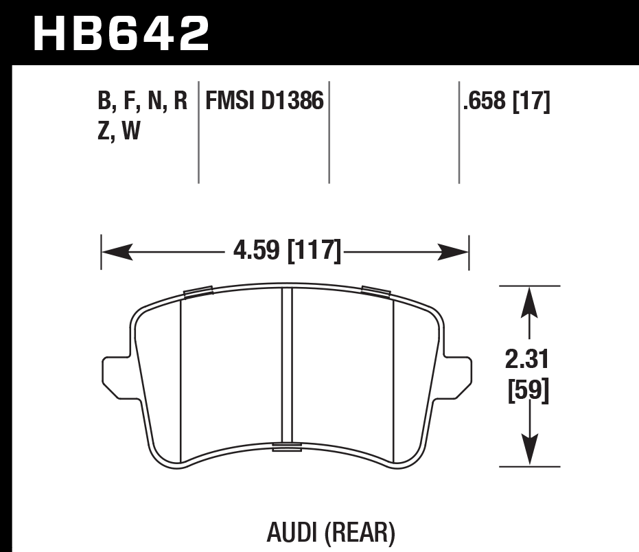 HAWK HP Plus Brake Pads 117mm x 59mm HWK-HB642N.658 - Rear