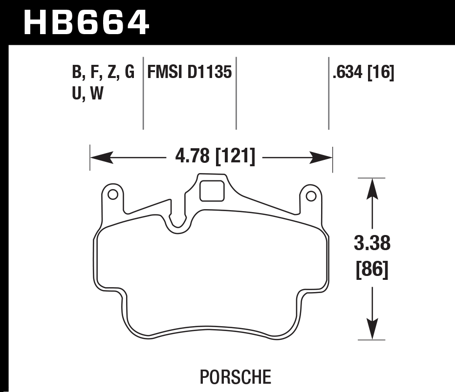 HAWK DTC 60 Brake Pads 121mm x 86mm HWK-HB664G.634 - Front