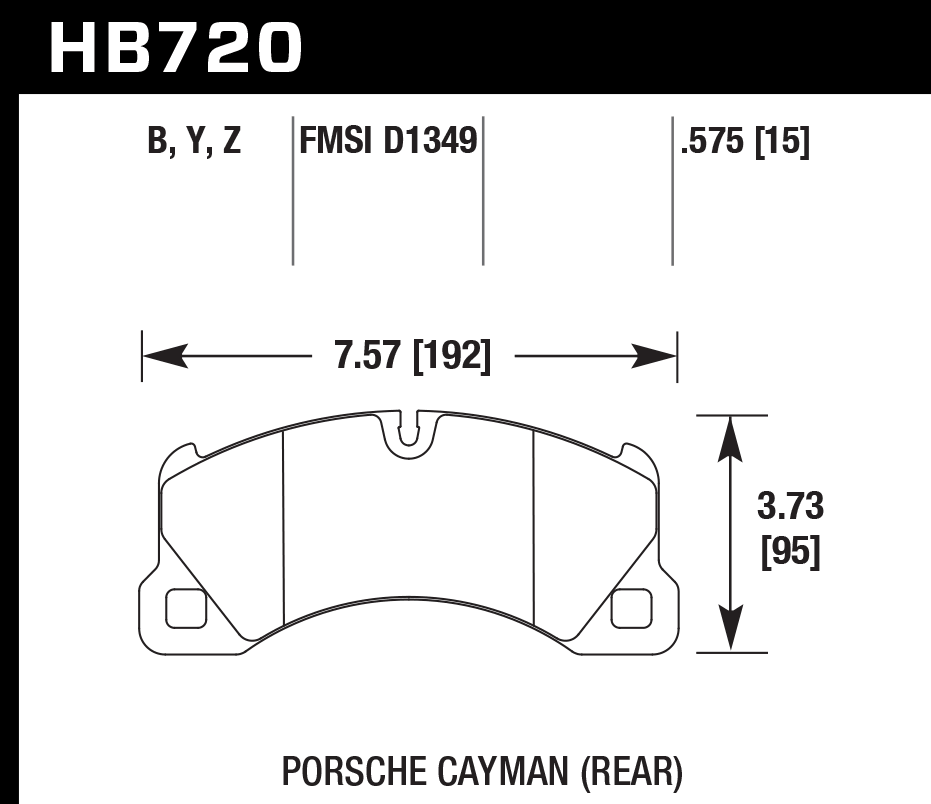 HAWK PC Brake Pads 192mm x 95mm HWK-HB720Z.575 - Front
