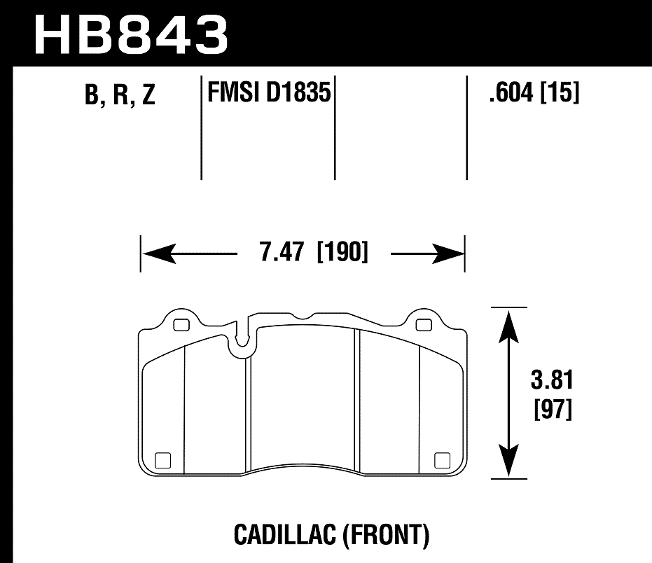 HAWK DTC 70 Brake Pads 190mm x 97mm HWK-HB843U.604 - Front