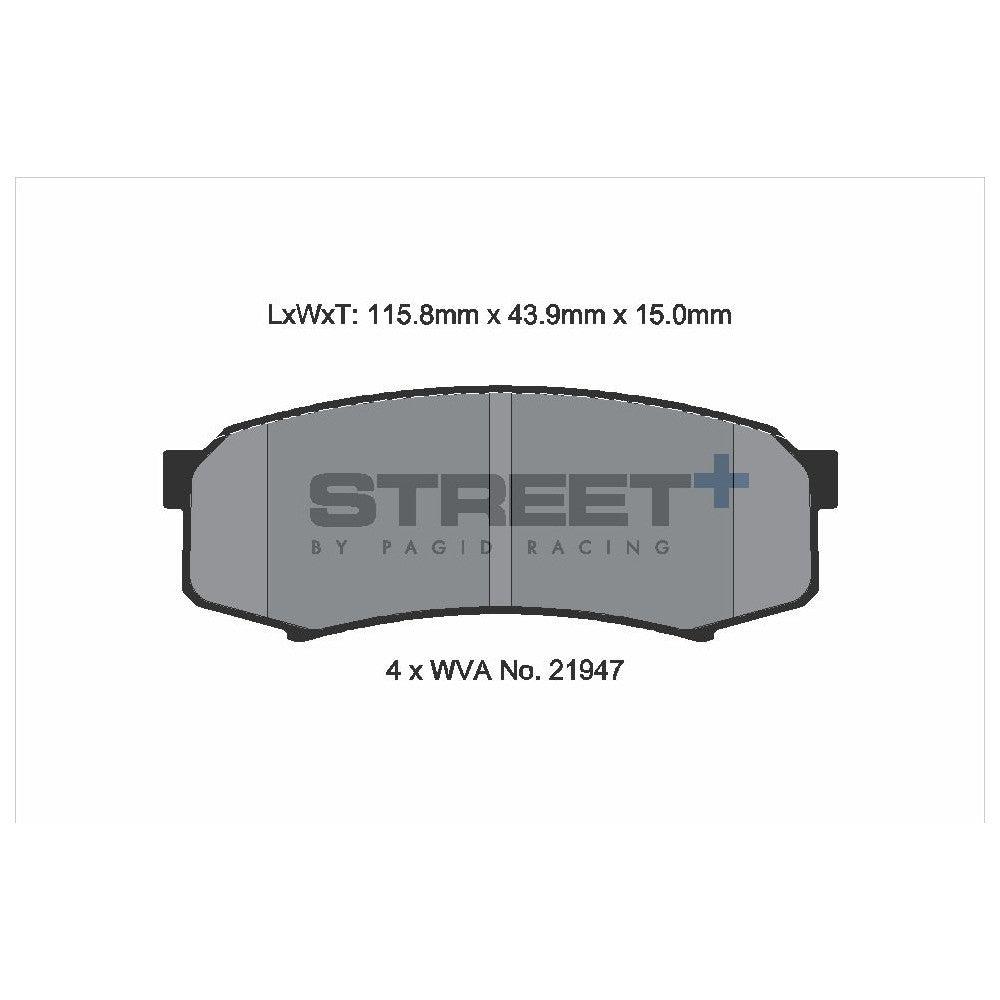 Pagid Street Brake Pads 116mm x 43.9mm T8007SP2001 - Rear