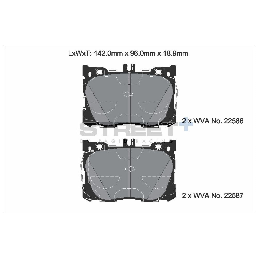 Pagid Street Brake Pads 142mm x 96mm T8015SP2001 - Front