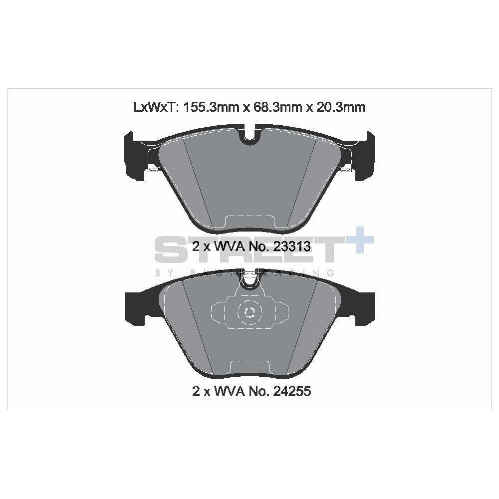 Pagid Street Brake Pads 155.1mm x 68.4mm T8025SP2001 - Front